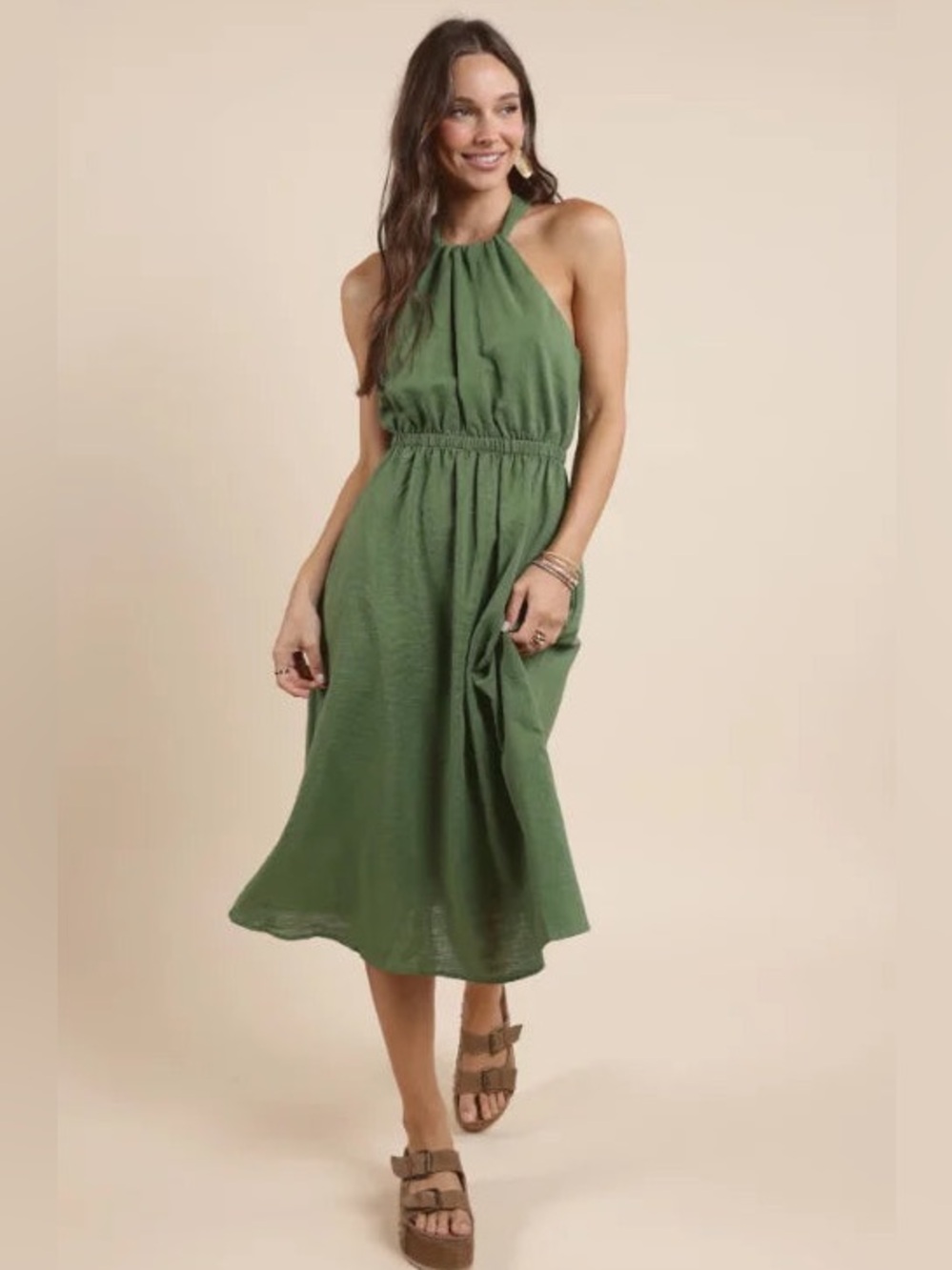 Sadie & Sage Olive Halter Midi Dress